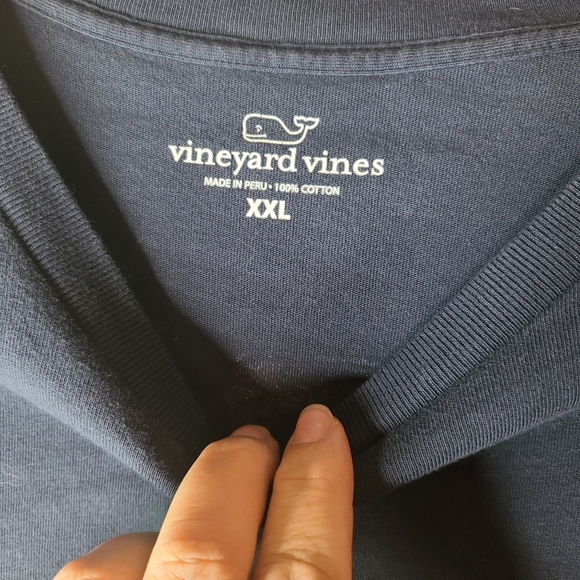 Vineyard Vines Navy Long-Sleeve Pocket Tee Pink Whale Men’s XXL - Picture 4 of 10